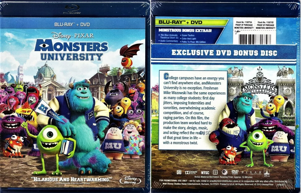 MONSTERS INC + MONSTERS UNIVERSITY 2 Blu-ray+ 2 DVD + BOTH W/ OOP  SLIPCOVERS