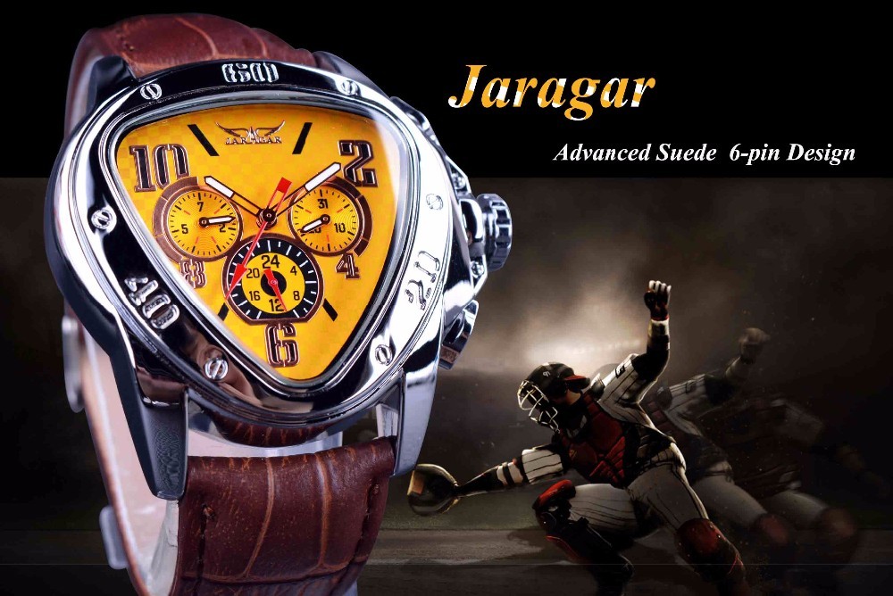 Montre automatique sport racing Jaragar à grand cadran chronographe mécanique