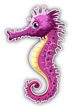 Seahorse Cartoon Animal Car Bumper Sticker Decal  -  ''SIZES''