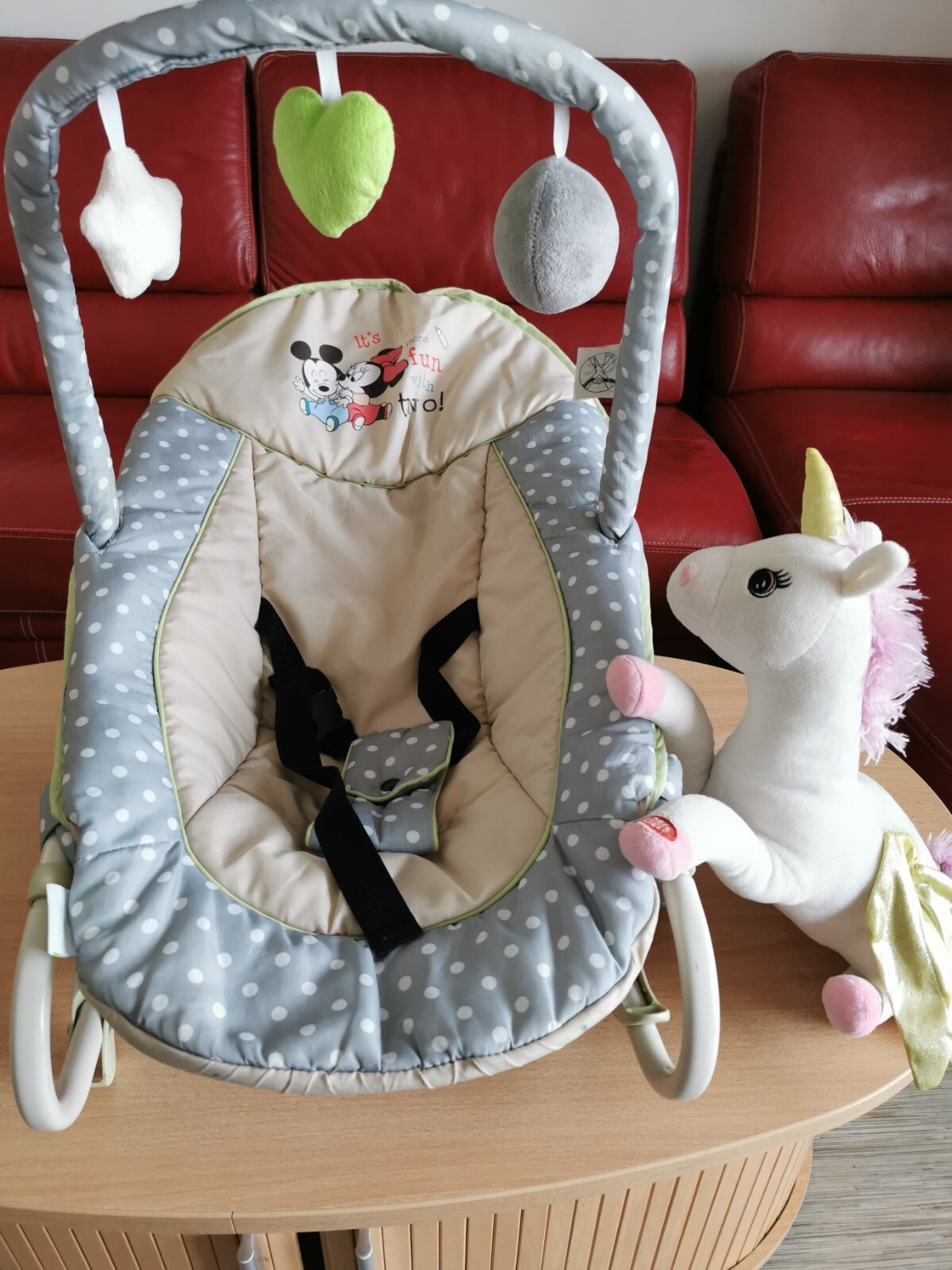 Transat bébé licorne ergonomique en tissu soft-touch et veilleuse