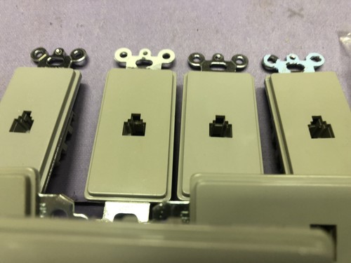(8) Leviton 6-Wire Gray Decorator Telephone Jacks #40638 & (8)Gray Plates