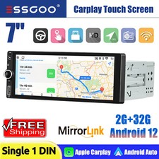 7 Inch Single Din Car Stereo Apple Carplay IPS Radio Android Auto GPS SAT NAV FM