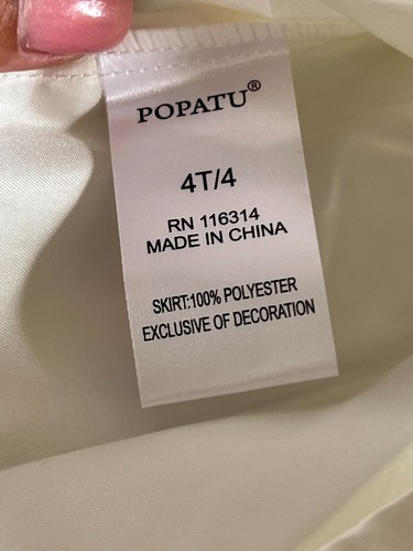 NWT Popatu Tutu Girls Ballerina Skirt Embroidered Flowers on White Size 4/4T - Picture 5 of 7