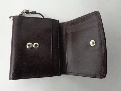 Cartera de cuero marrón fósil tejido de canasta triple pliegue con bolsillo para monedas y bolsillo para billetes - Imagen 8 de 10