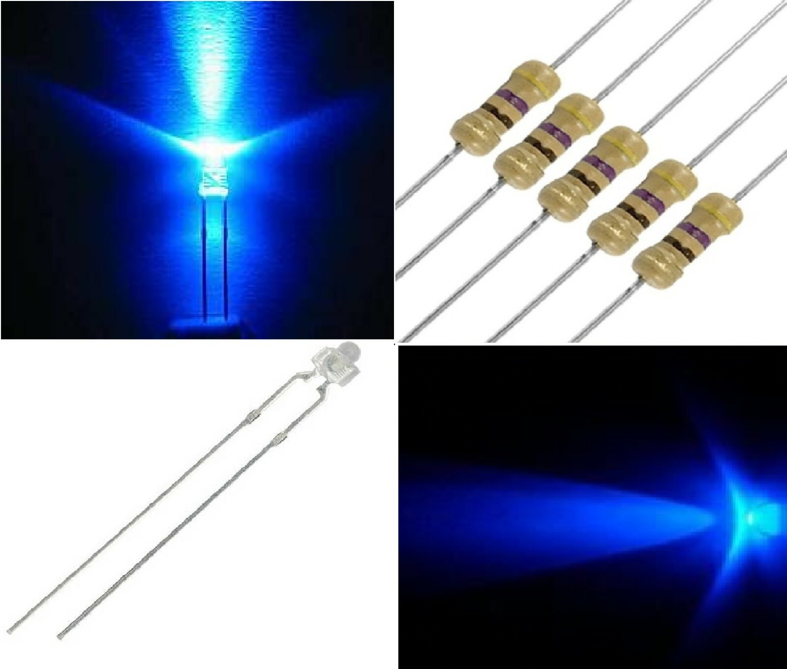 LED 1.8mm Blu Micro Diodi (200 Pz) + Resistenze | Ultra Bright