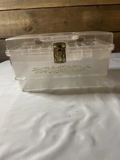 VTG 60s Clear Plastic SEWING CRAFT BOX with TRAY SPOOL HOLDER made in usa
