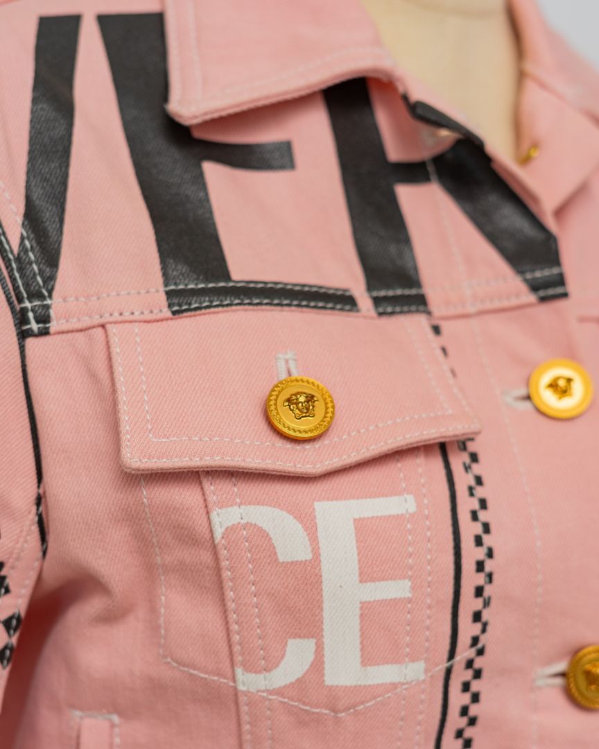 Versace pink denim crop jacket | eBay