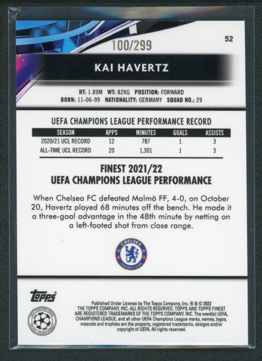 その他 Topps Chrome Kai Havertz auto /99 2021/22Kai Havertz Topps Chrome Auto Numbered to /150! Grade