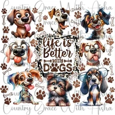 20oz Skinny Tumbler Sublimation Transfer Life Is Better With Dogs Ready To Press