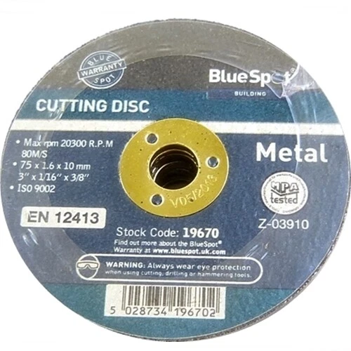 Blue Spot Cutting Discs for Die Grinder/Air Cut-Off Tool - 75mm/3"