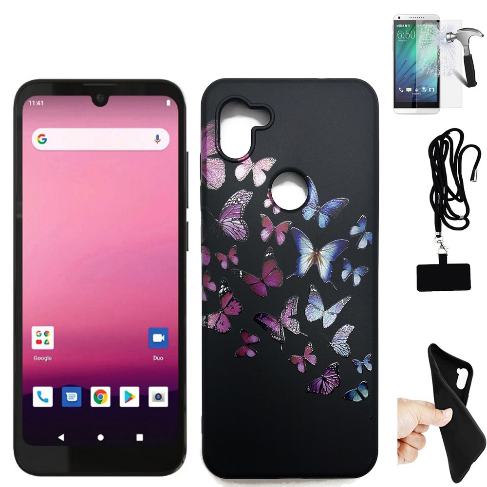 Phone Case for Orbic Q10 4g LTE / Fun Flexible Gel Tempered Glass Phone Lanyard