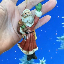 Vintage Christmas Ornament Old Santa Claus Waving Ceramic Primitive