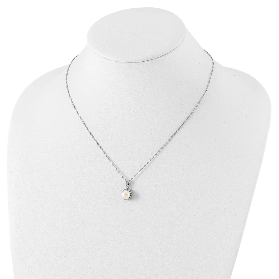 Collar Cheryl M Plata Perla Cultivada de Agua Dulce y Corte Brillante Circonita cúbica 18 Pulgadas Foto 3 de 3