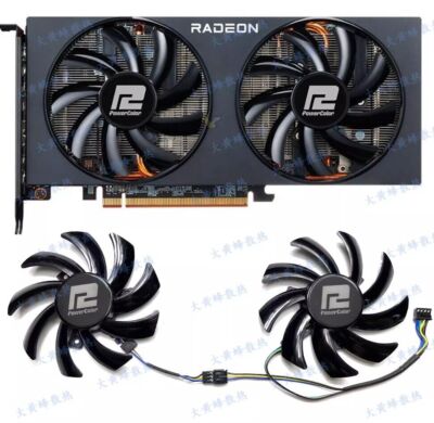 A pair of POWERCOLOR RX6500XT 6600 6600XT 6650XT 6700 COMPETITIVE FANS #F7