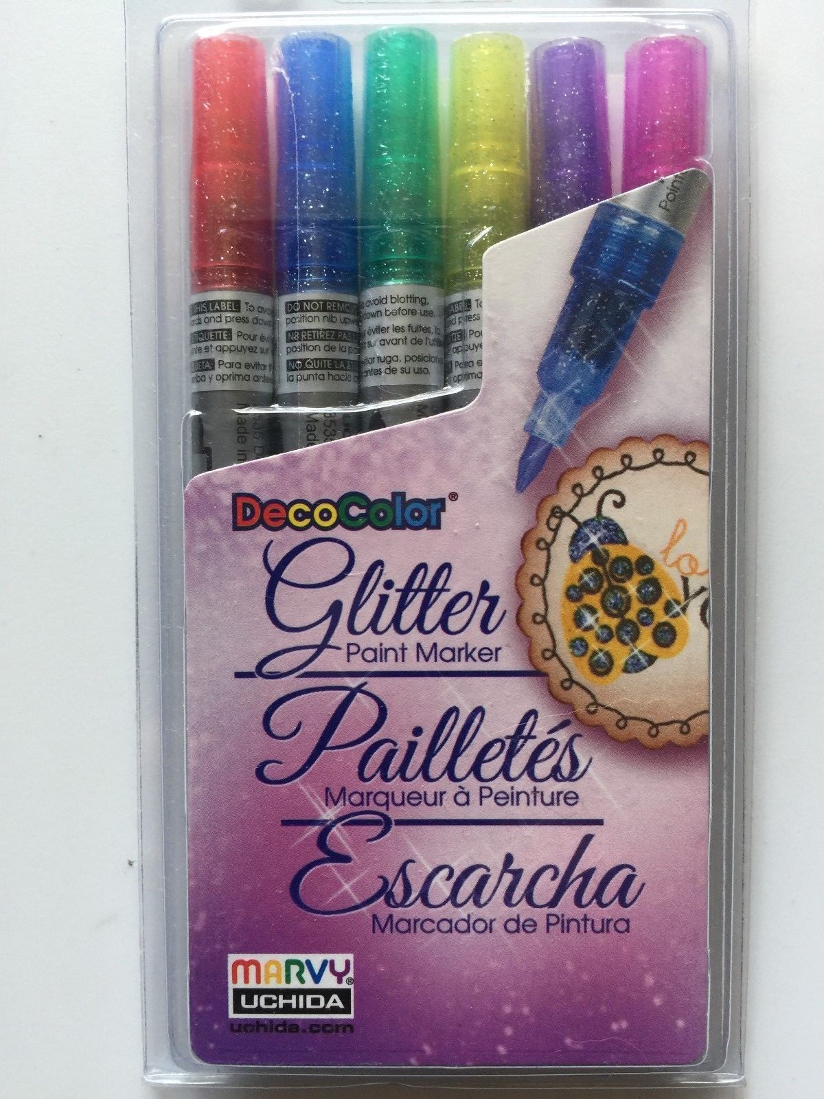 Deco Color&trade; Glitter Paint Marker Set - 6pc 160-6A New