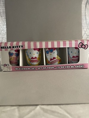 Silver Buffalo Sanrio Hello Kitty summer pool floatie 4-pack mini glass set