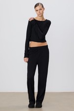 ÉTERNE Black Cotton Modal Relaxed Pants – Women’s XS – Made in USA