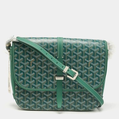Goyard Belvedere II Green Coated Canvas and Leather Shoulder Bags