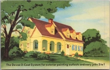 Vintage 1940s DEVOE PAINT Advertising Postcard "The Devoe 2- Coat System" House