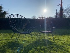 2 x John Lewis Chevron Statement Garden Chairs - Black rattan RRP £319