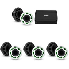 Kicker Marine 4 Ch Amp   4 pair  6.5" LED KMXL Coaxial Speaker Audio Upgra...