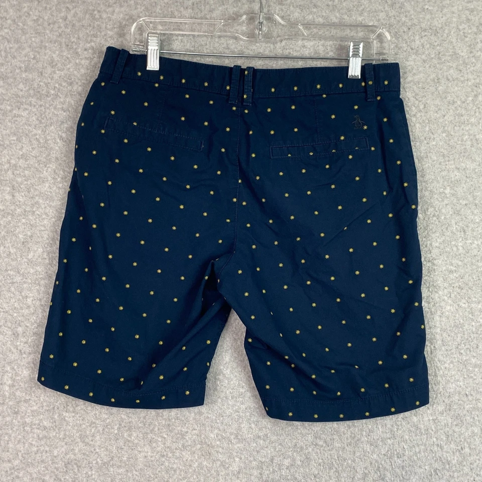 Шорты мужские Penguin By Munsingwear 30 темно-синие золотистые с цветочным узором плоские спереди китайские - Изображение 4 из 4