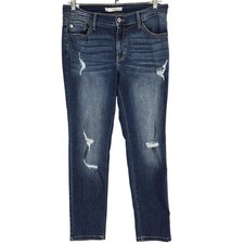 KanCan Jeans Womens 13 30 Blue Distressed Skinny Mid Rise Stretch Denim MT1027