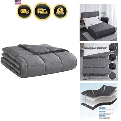 Weighted Blanket for Adults- Dark Grey, 48''x72'', 15lbs, Twin Full Size Heavy ...