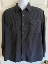 Grizzly Mountain Mens Dark Gray Long Sleeve Heavier Cotton Flannel Shirt Size XL