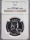 1963 Proof Franklin Half Dollar 50C NGC PF67 PR67 90% Silver