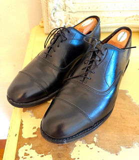 Scarpe eleganti Oxford Allen Edmonds da uomo Park Avenue in pelle nera con punta a cappuccio stringate