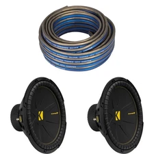 Kicker (2) 50CWCS154 CompC 15" Subwoofer, Single 4-Ohm with Speaker Wire Bundle