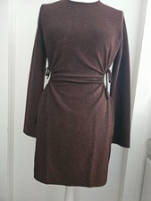 H&M Divided Brown Long Sleeve Glittery Dress with side cut outs EUR M