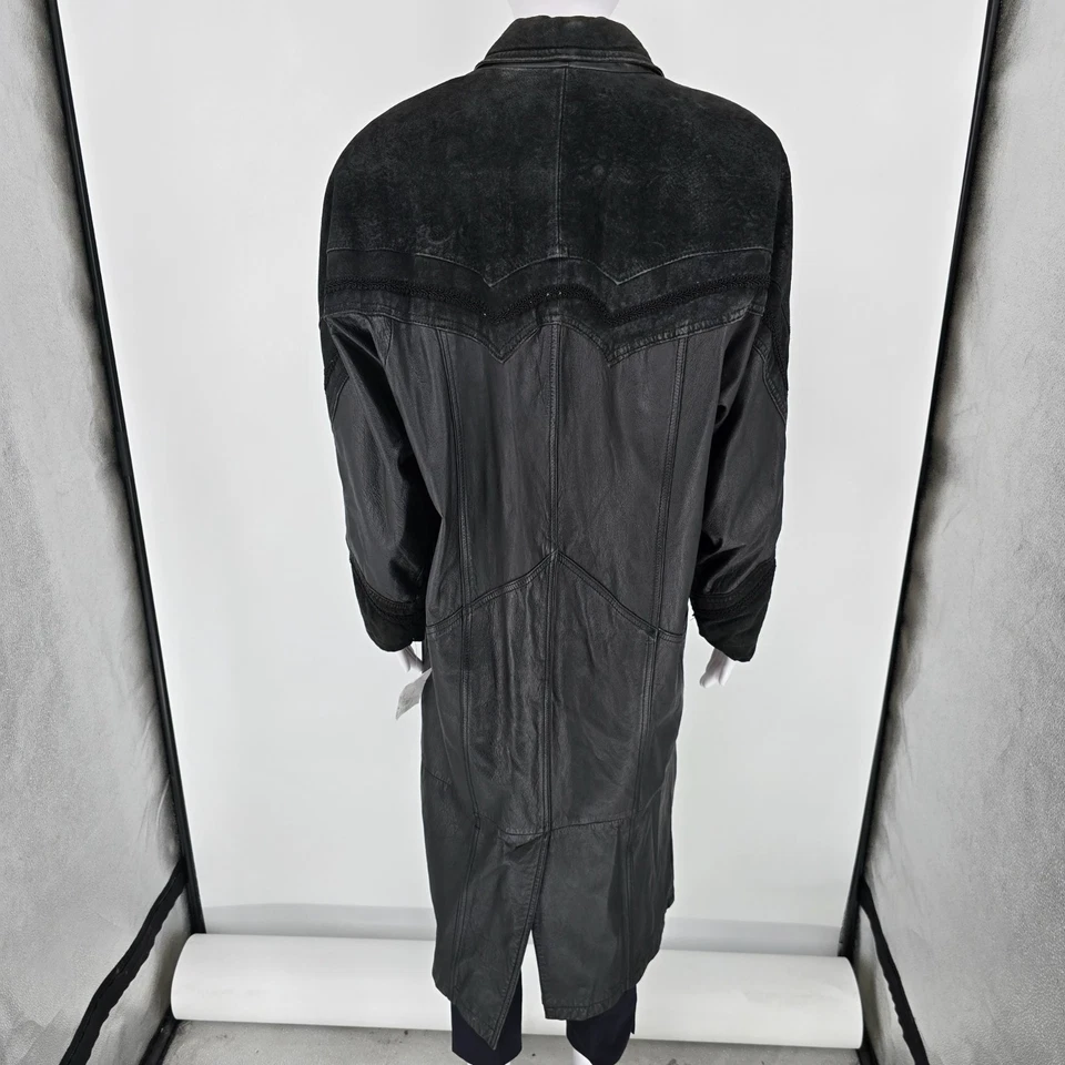 Abrigo plumero vintage de cuero con ribete de cachemira Maggie Lawrence de finales de 1980 (M) Foto 2 de 4