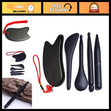 Gua Sha Massage Tool Set - Black Bian Stones for Facial Body Scraping Relief