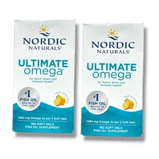 *Nordic Naturals Ultimate Omega Fish Oil Supplement 1280mg Omega-3s (180)LOT OF2