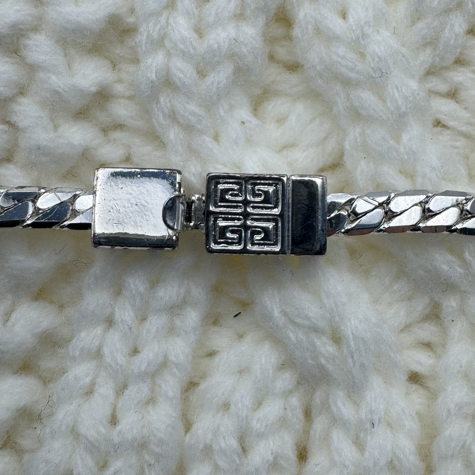 Givenchy Silver Tone Herringbone Chain Necklace V… - image 3