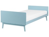 Bett Kiefernholz Blau 90 X 200 Cm Einzelbett Mit Lattenrost Skandi Stil Bonnac