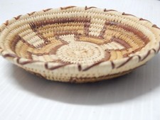 FINE + MINT 4 1/4" d  OLD + VINTAGE PAPAGO INDIAN BASKET MINIATURE TRAY FORM