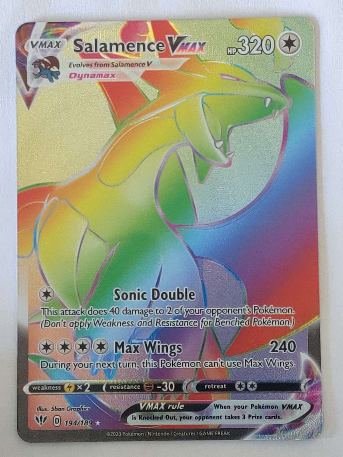 Salamence VMAX (Secret) Secret Rare SWSH03: Darkness Ablaze 194/189 NM