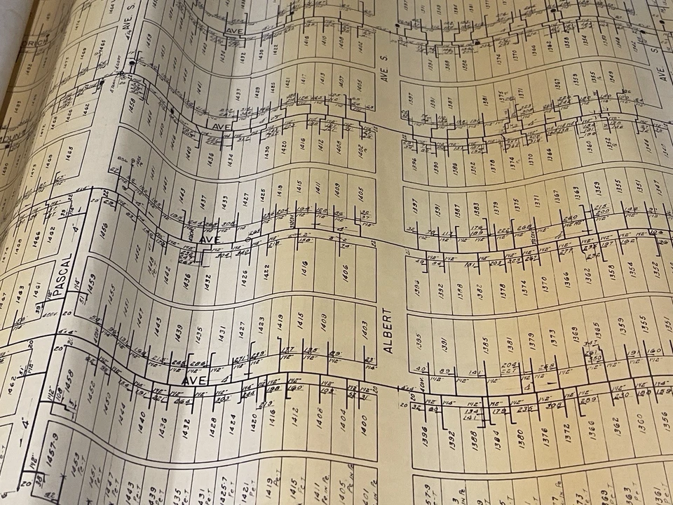 Parcelas de vivienda antiguas St. Paul Minnesota dibujo, mapas. Foto 3 de 4