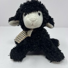 Russ Berrie Woolsen Lamb Plush Black White Face Ears Paws 6" Stuffed Toy Plushie