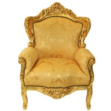 Barock Sessel Stoff Orange Gold Design Auffällig Edel Königlich Luxus Antik