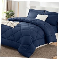 Size Comforter Sets Blue - 7 Pieces Bed in a Bag Luxury Soft Bed Set Full Navy