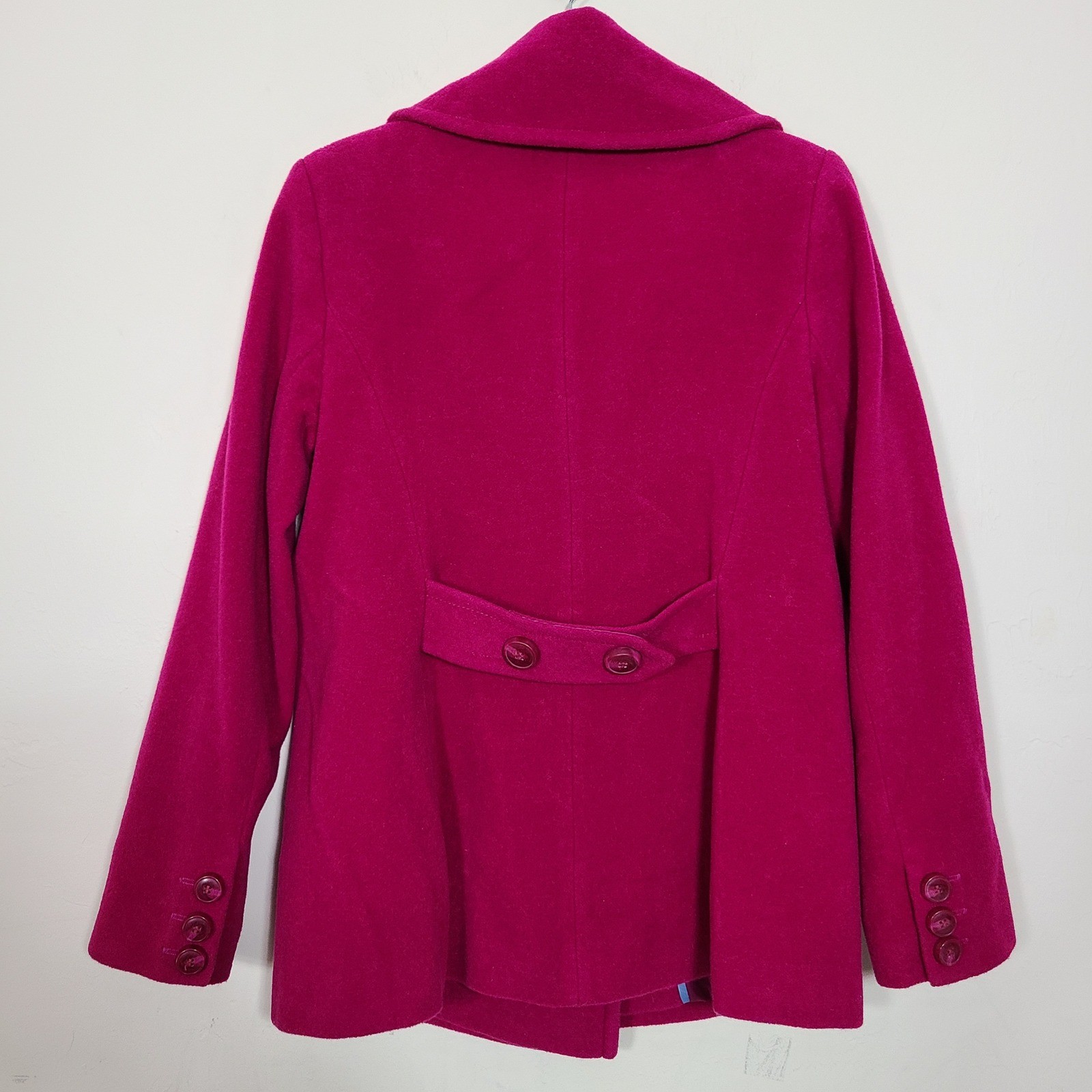 Tommy Hilfiger Pink Wool Blend Womens 8 Pea Coat Magenta Barbiecore Twee Flawed thumbnail 15