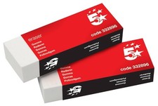 5 Star Office Plastic Eraser Paper-Sleeved 60x21x12mm [Pack of 10]