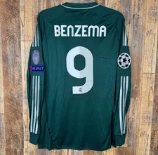 Real Madrid 2012-13 Third Long Sleeve Soccer Jersey Men's M BENZEMA #9