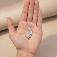 Handmade Cat Pendant Necklace in Solid 925 Sterling Silver Cat Lover Jewelry