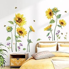 Large Sunflower Wall Decals Flower Grass Wall Stickers Bedroom Living Room