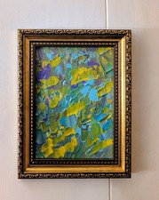 Framed Abstract Acrylic Painting on 5X7 canvas  Handmade